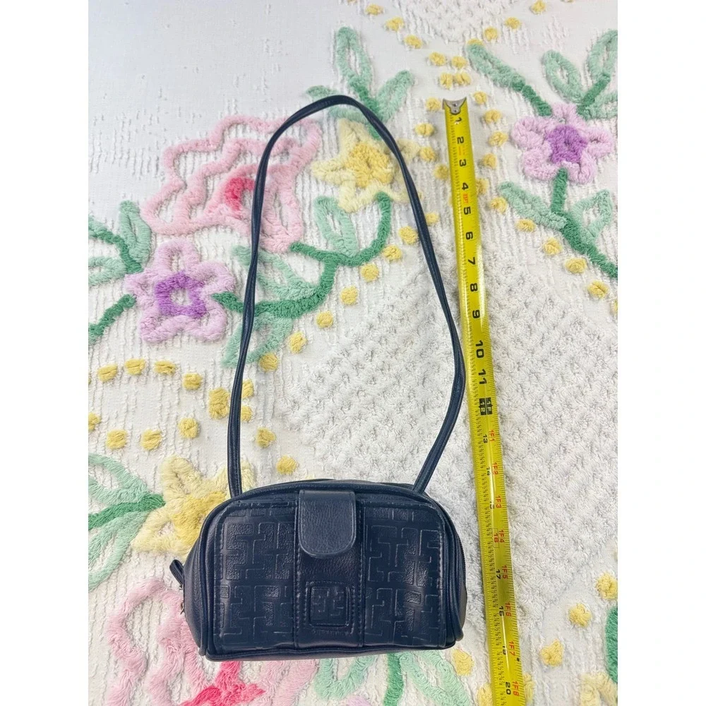 Sarne Black Quilted Embossed Leather‎ Mini Shoulder Bag with Mirror